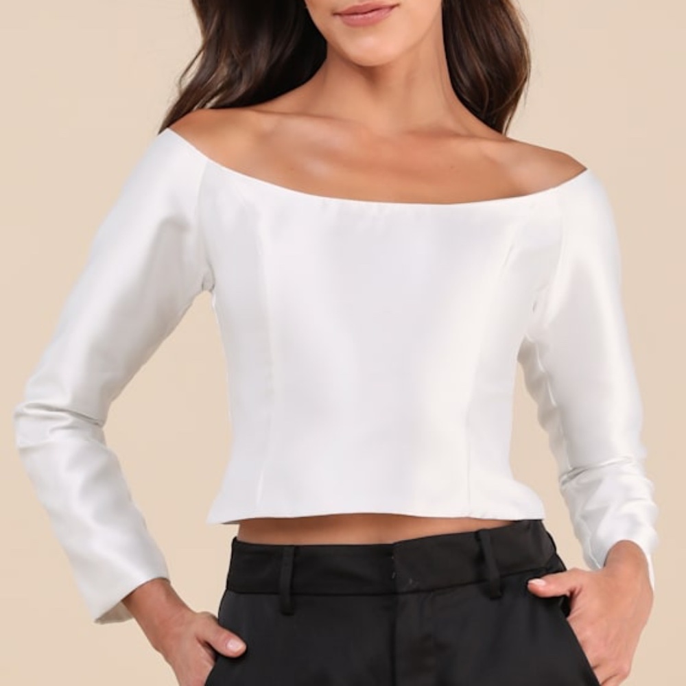 Lulus Whimsically Alluring White Off-the-shoulder Crop Top - Size S